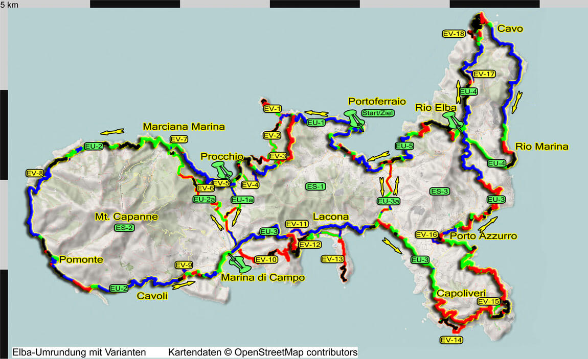 Elba Umrundung mit Varianten
